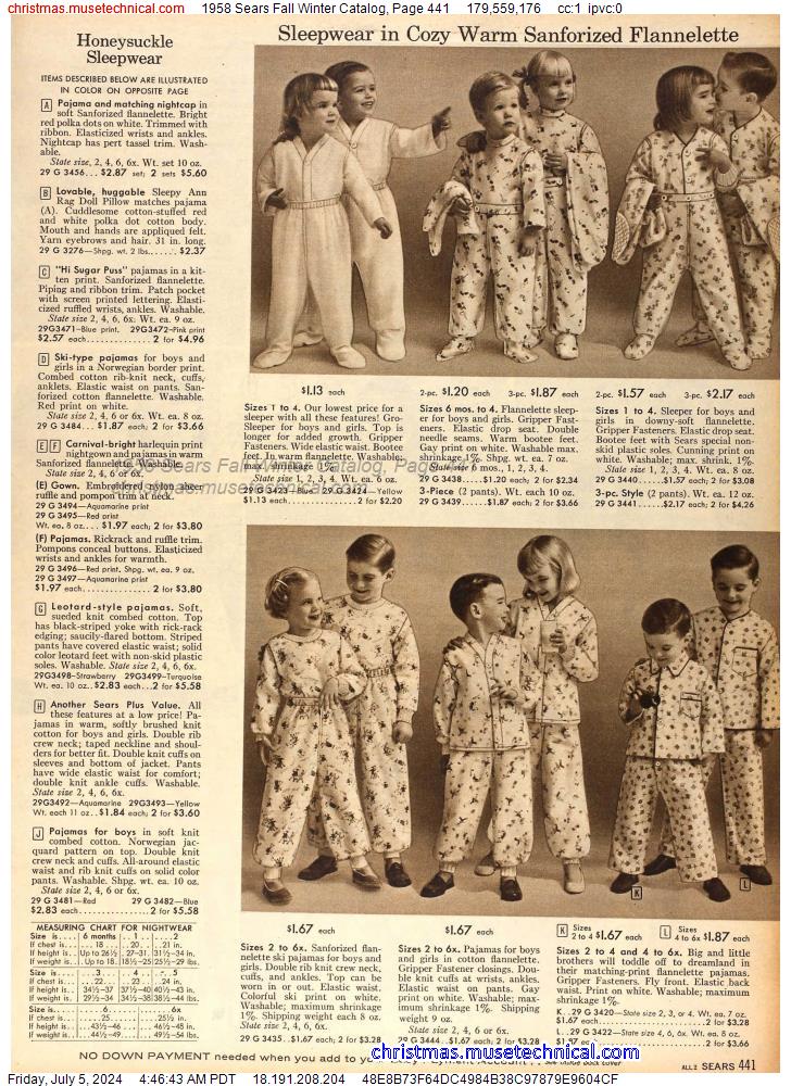 1958 Sears Fall Winter Catalog, Page 441