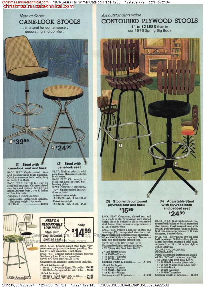 1976 Sears Fall Winter Catalog, Page 1230