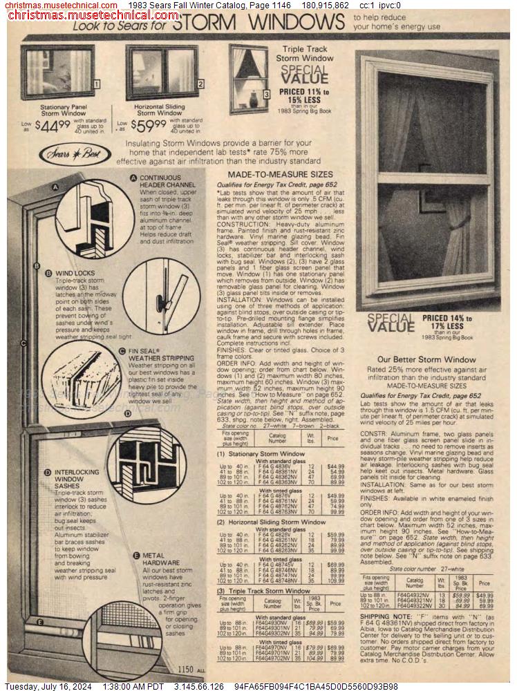1983 Sears Fall Winter Catalog, Page 1146