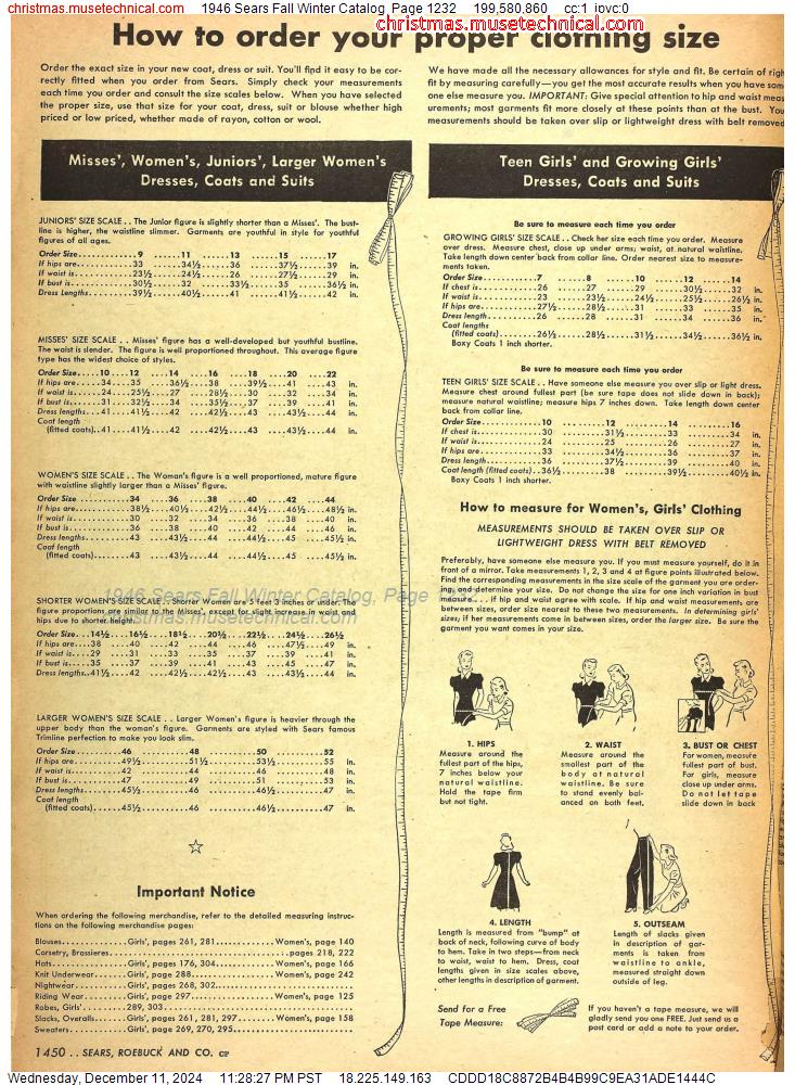 1946 Sears Fall Winter Catalog, Page 1232