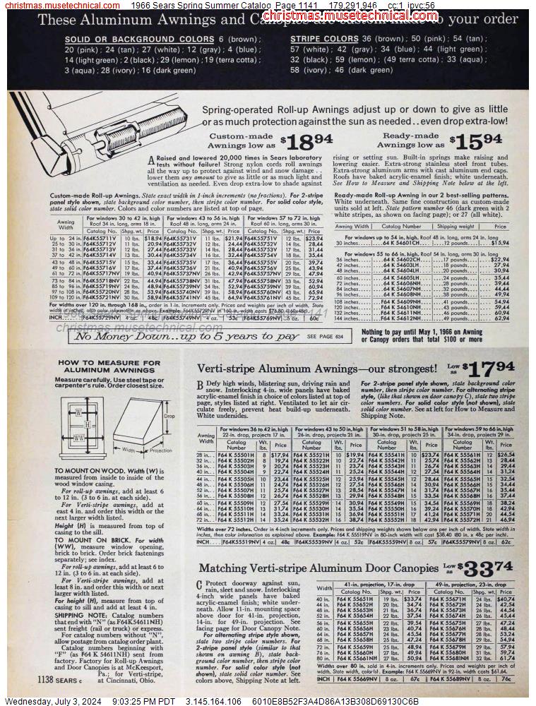 1966 Sears Spring Summer Catalog, Page 1141
