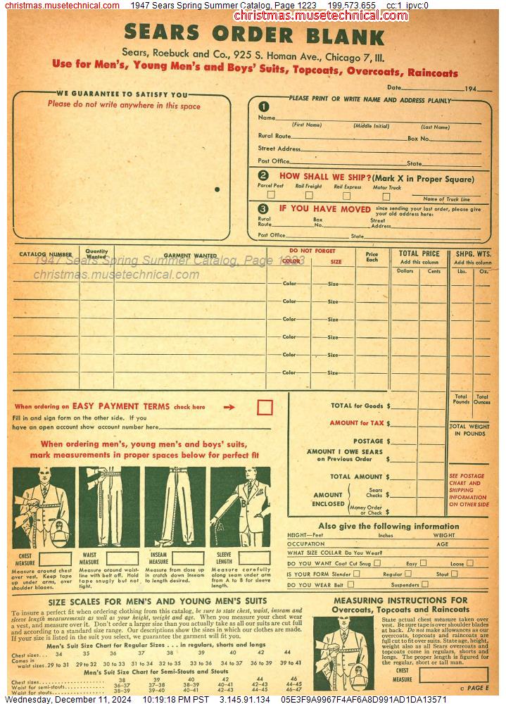 1947 Sears Spring Summer Catalog, Page 1223