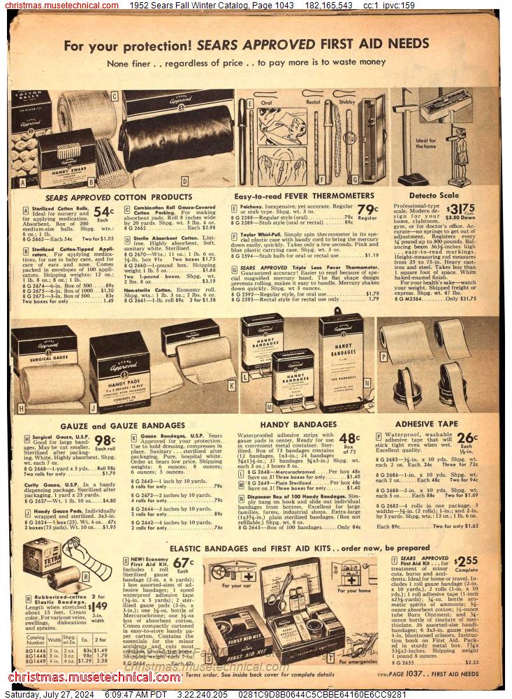 1952 Sears Fall Winter Catalog, Page 1043