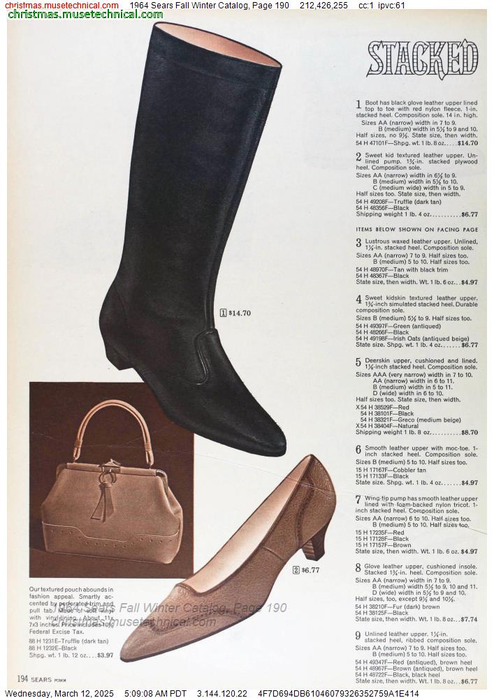 1964 Sears Fall Winter Catalog, Page 190