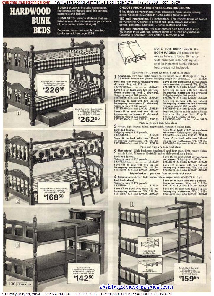 1974 Sears Spring Summer Catalog, Page 1210
