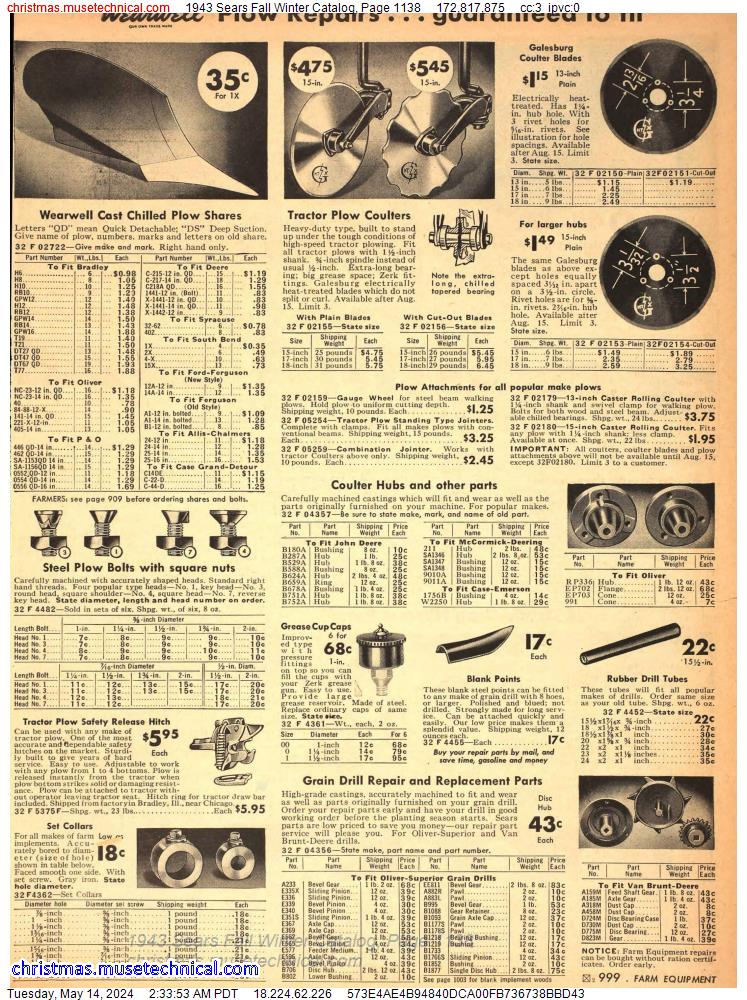 1943 Sears Fall Winter Catalog, Page 1138