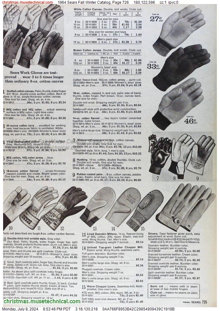 1964 Sears Fall Winter Catalog, Page 726