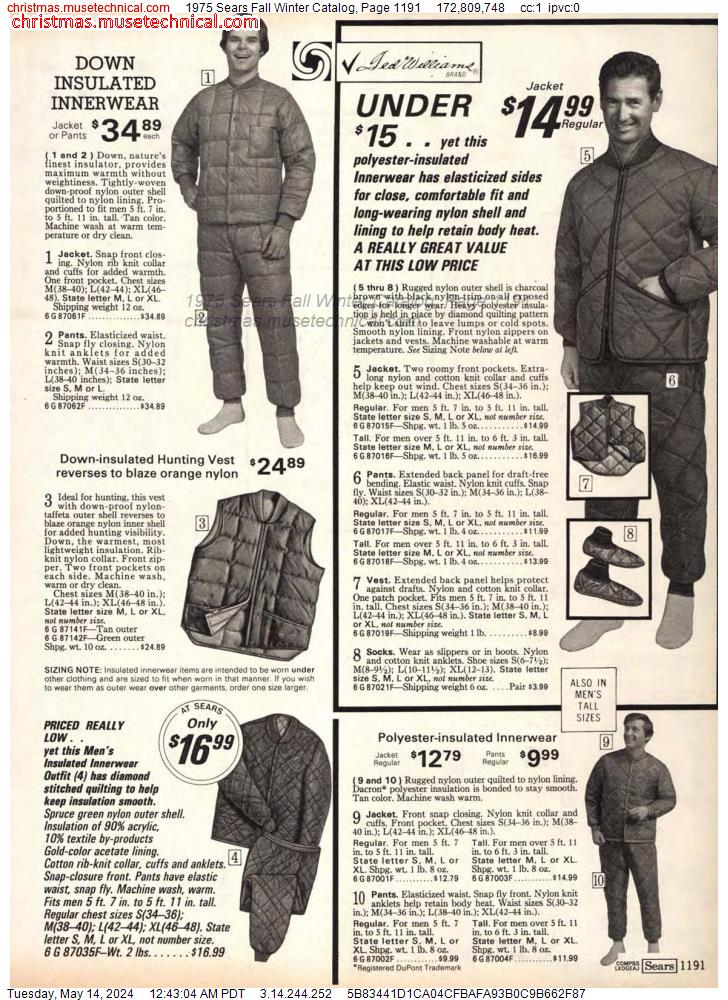 1975 Sears Fall Winter Catalog, Page 1191