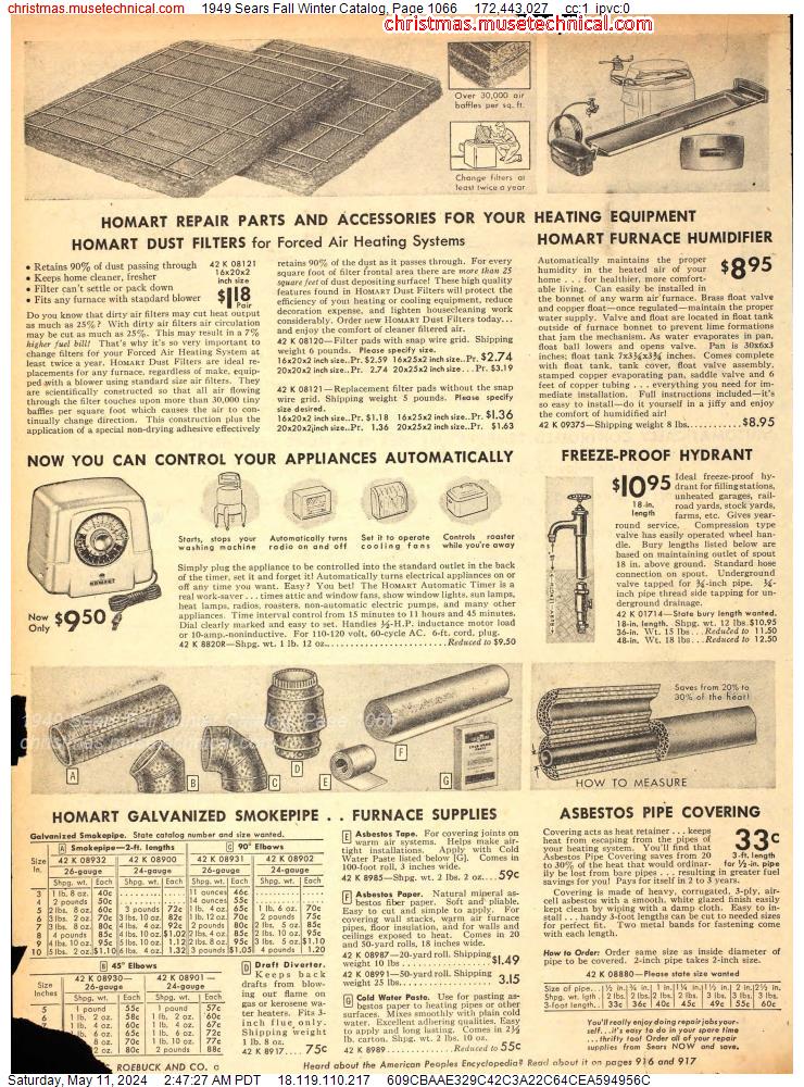 1949 Sears Fall Winter Catalog, Page 1066