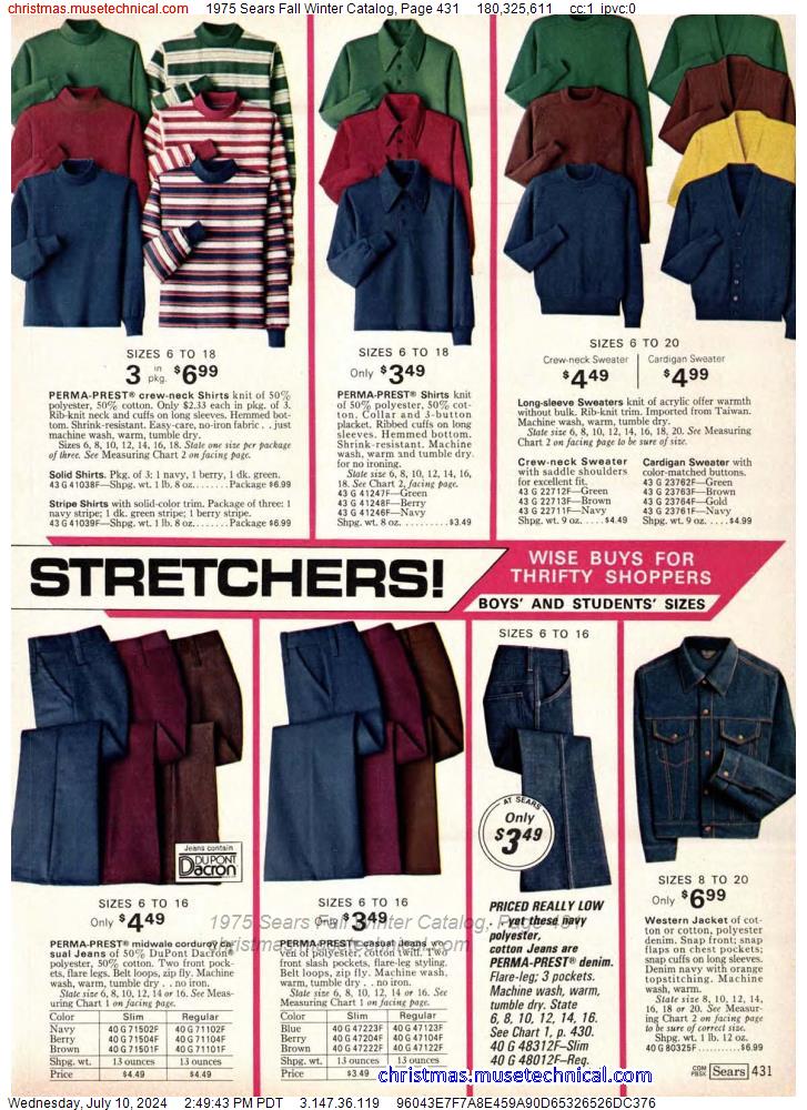 1975 Sears Fall Winter Catalog, Page 431
