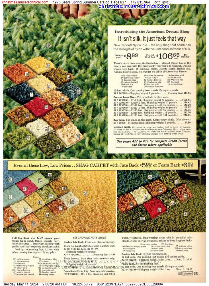 1970 Sears Spring Summer Catalog, Page 837