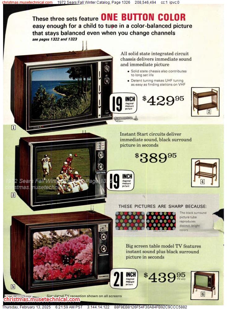 1972 Sears Fall Winter Catalog, Page 1326