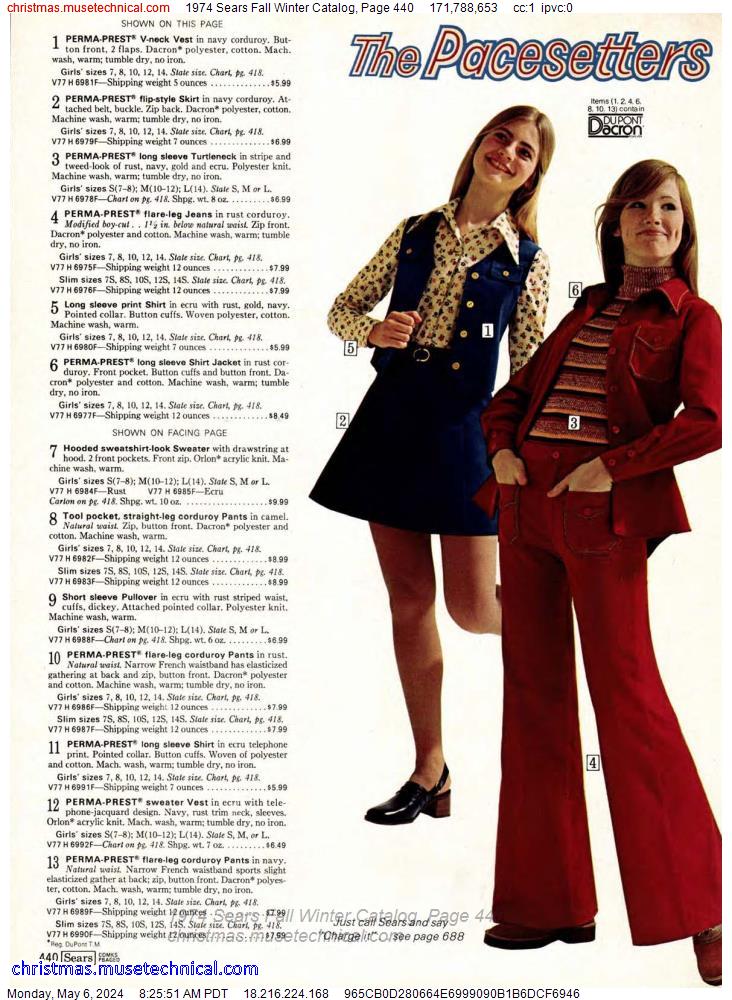 1974 Sears Fall Winter Catalog, Page 440