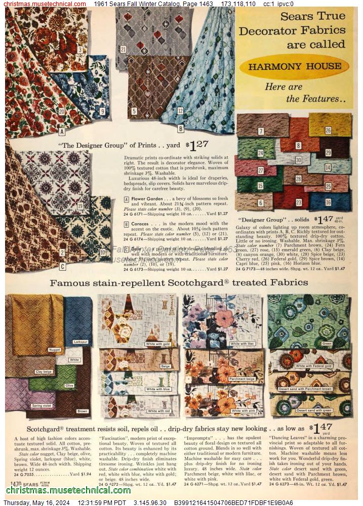 1961 Sears Fall Winter Catalog, Page 1463