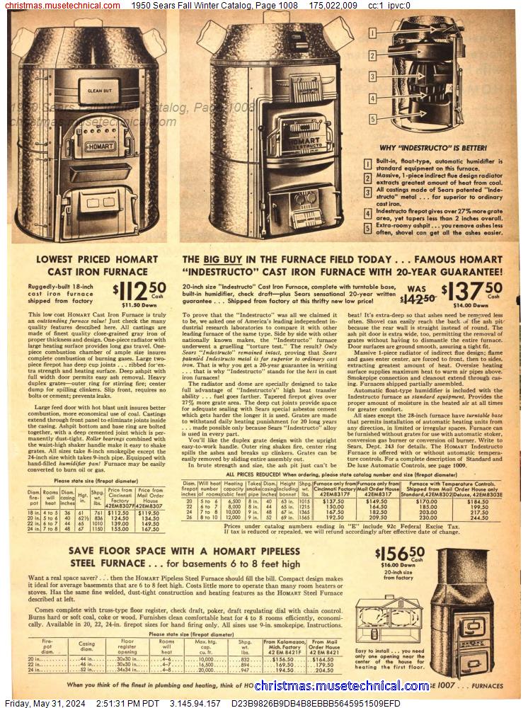 1950 Sears Fall Winter Catalog, Page 1008