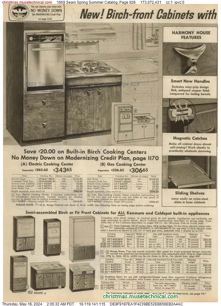 1959 Sears Spring Summer Catalog, Page 926
