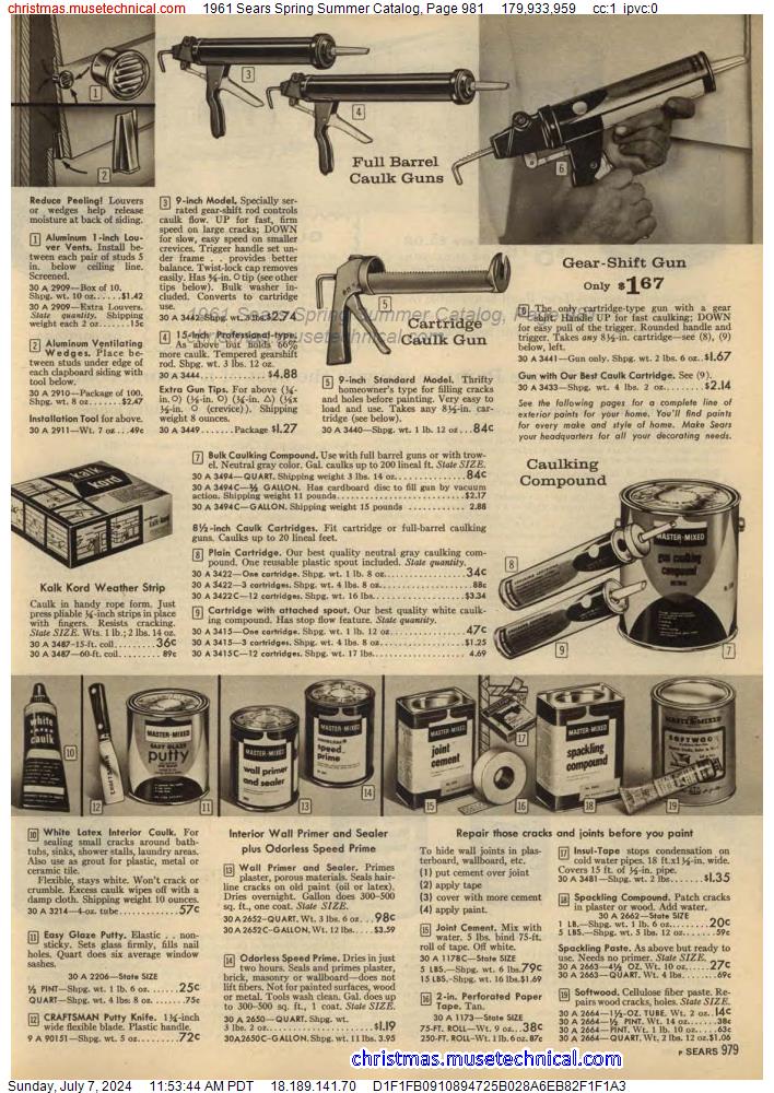 1961 Sears Spring Summer Catalog, Page 981