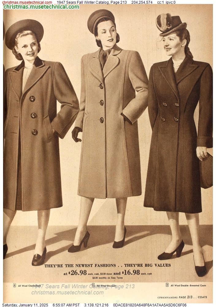 1947 Sears Fall Winter Catalog, Page 213