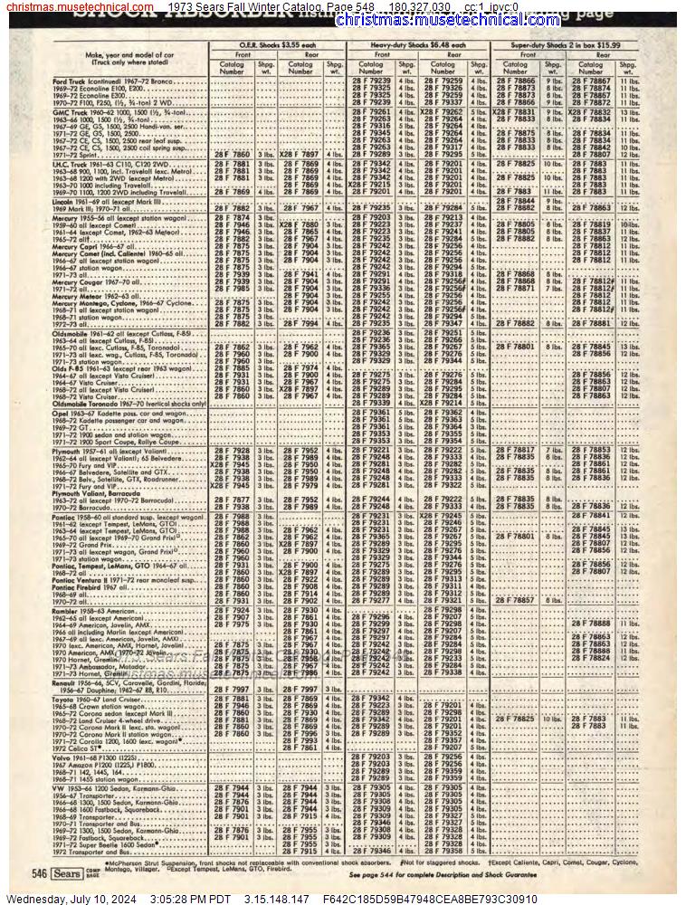 1973 Sears Fall Winter Catalog, Page 548