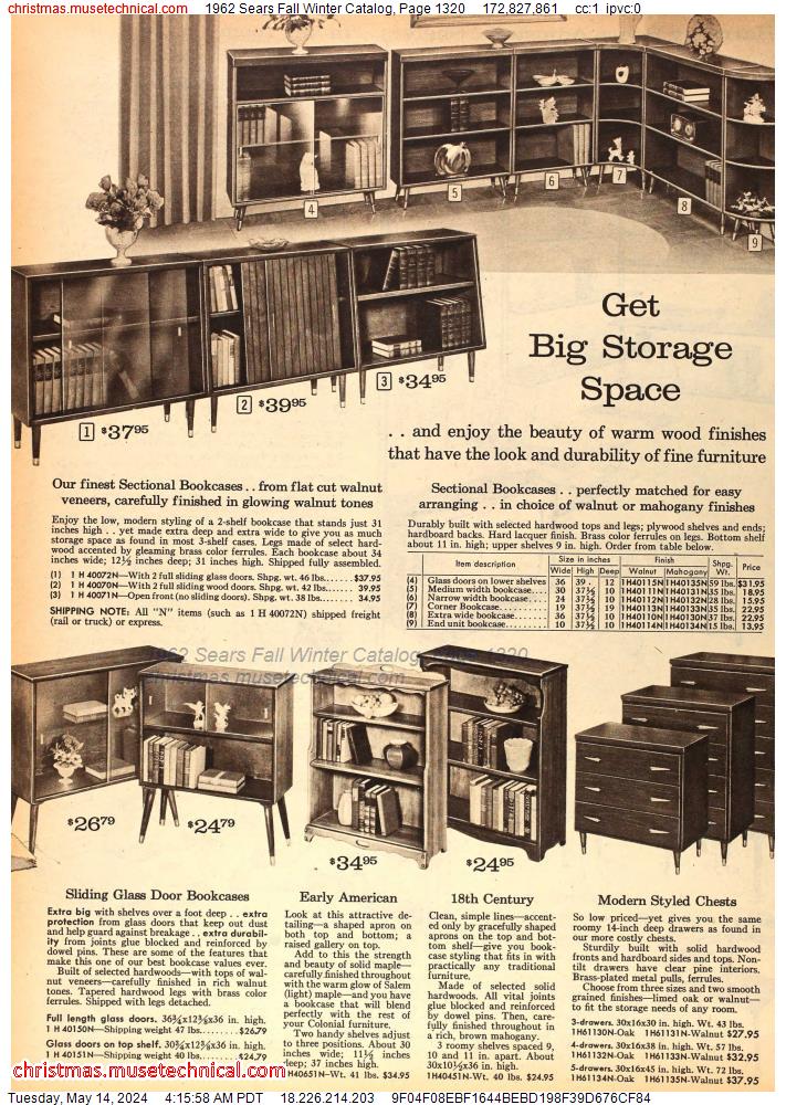1962 Sears Fall Winter Catalog, Page 1320