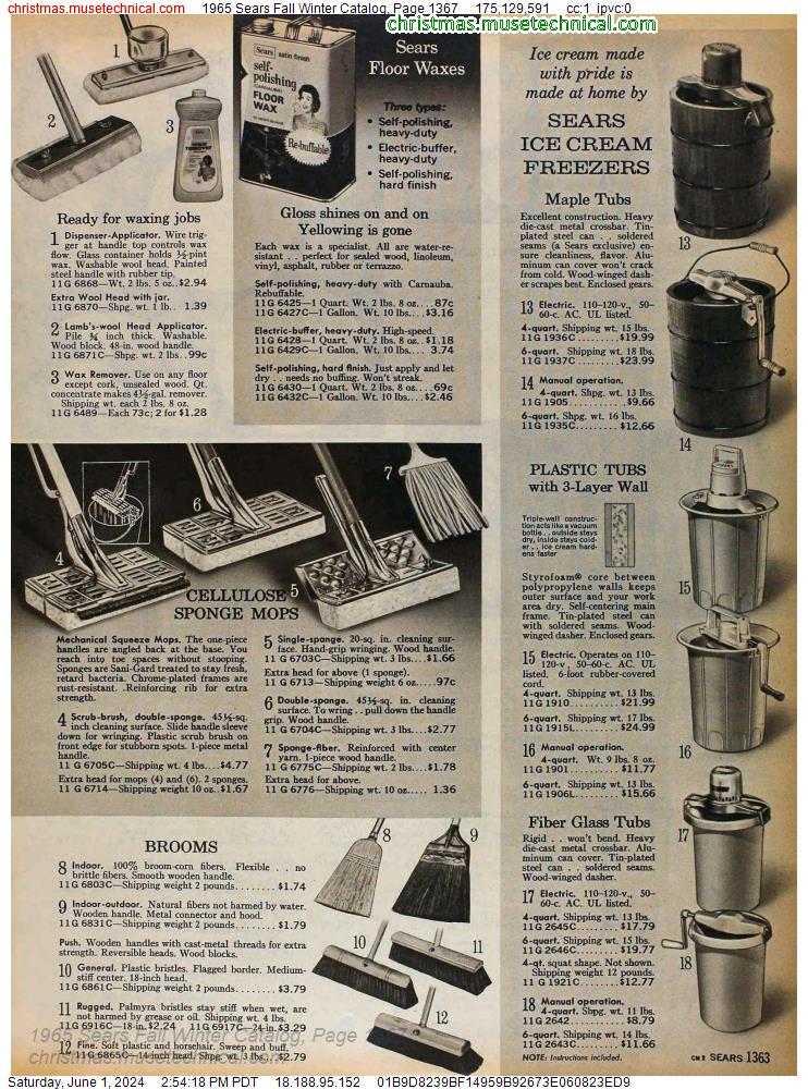 1965 Sears Fall Winter Catalog, Page 1367