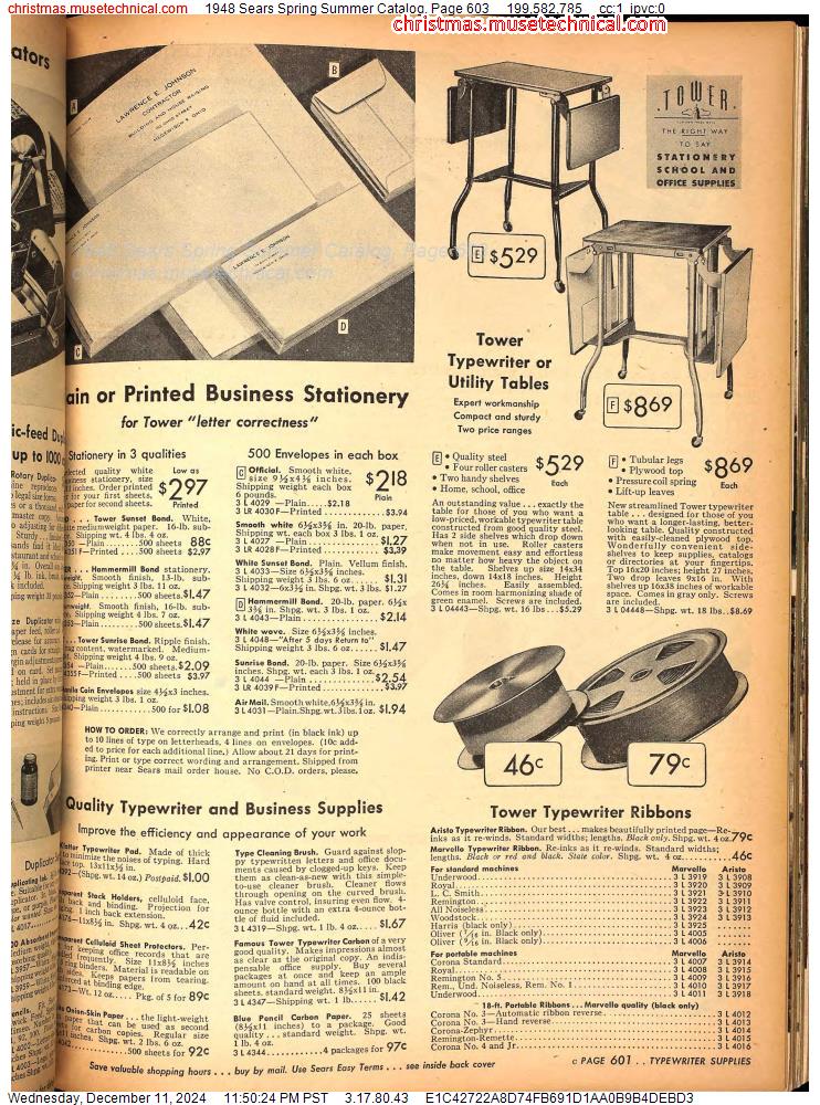 1948 Sears Spring Summer Catalog, Page 603