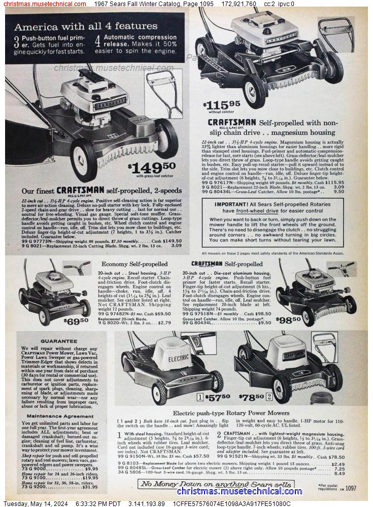 1967 Sears Fall Winter Catalog, Page 1095