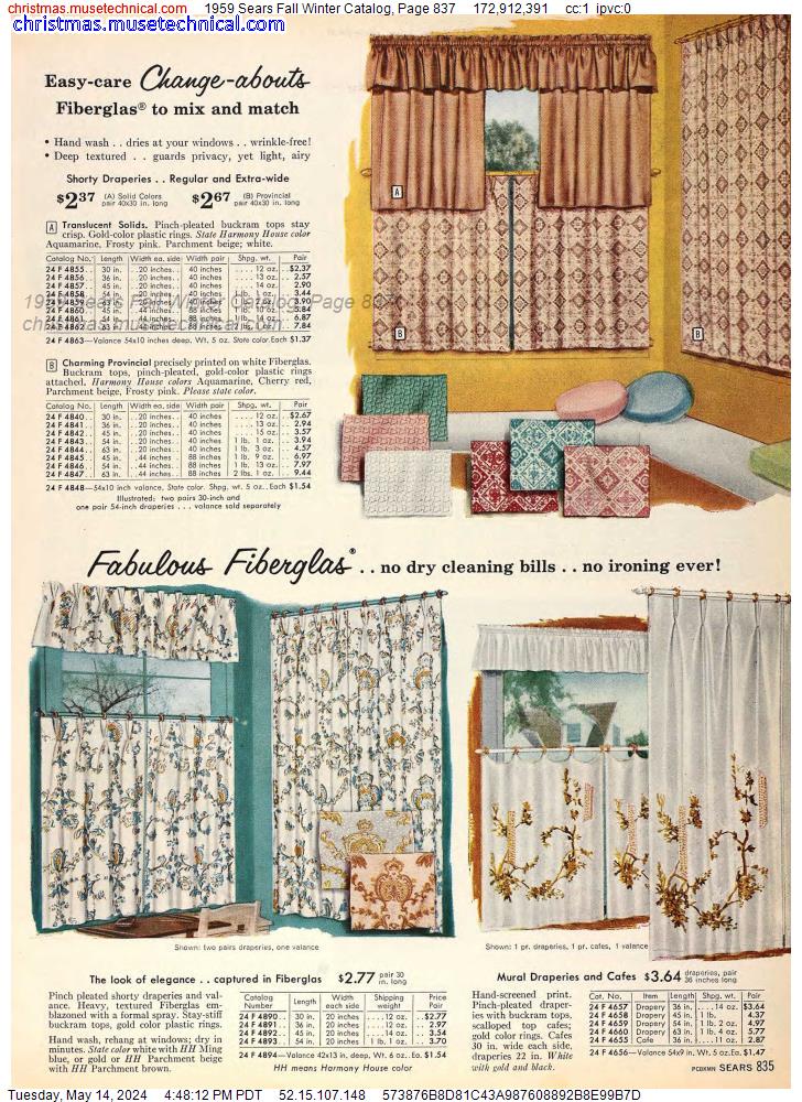 1959 Sears Fall Winter Catalog, Page 837