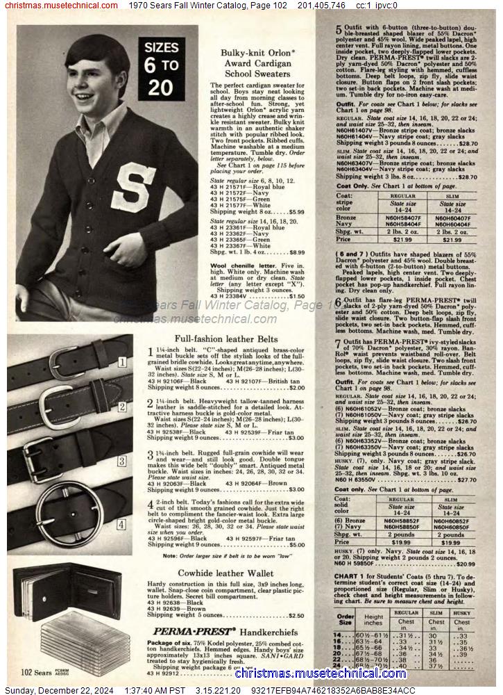 1970 Sears Fall Winter Catalog, Page 102