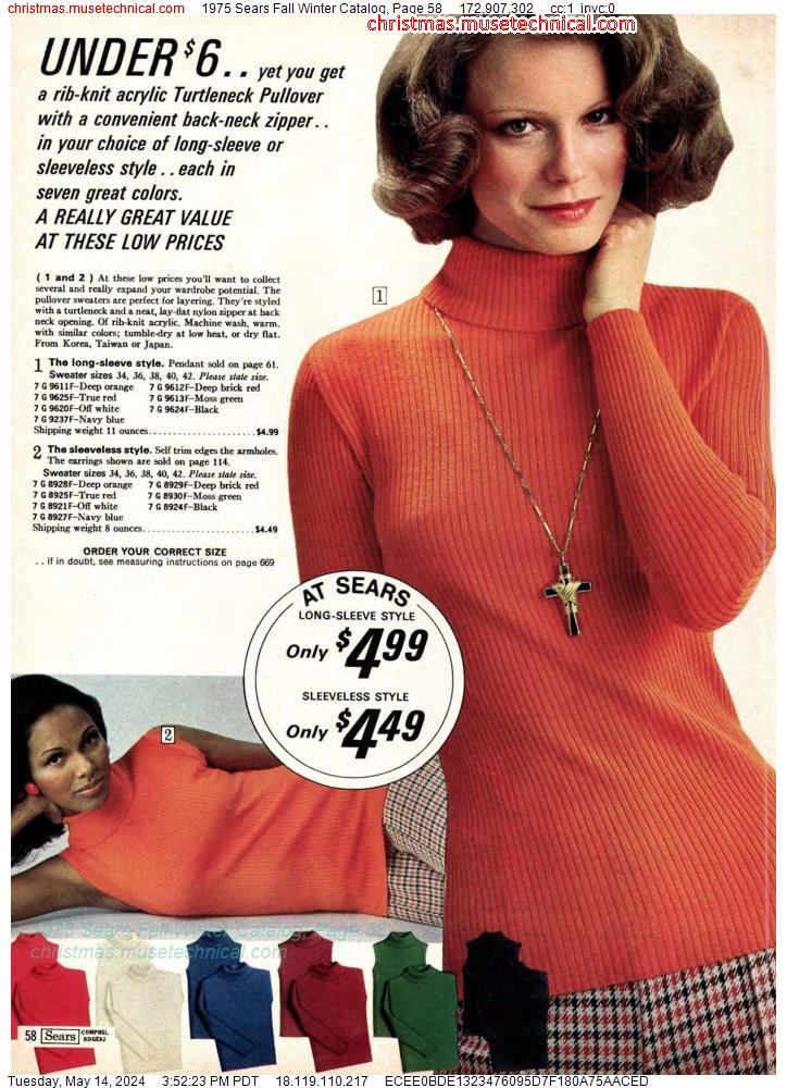 1975 Sears Fall Winter Catalog, Page 58
