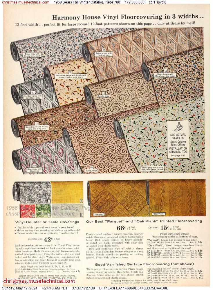 1958 Sears Fall Winter Catalog, Page 780