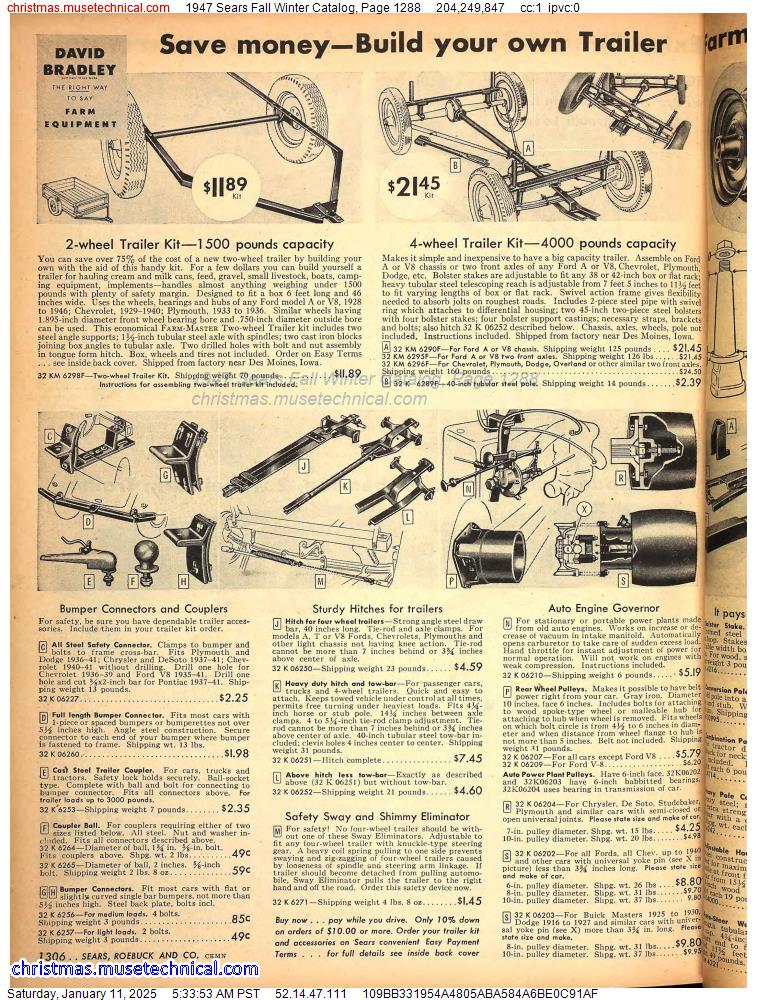 1947 Sears Fall Winter Catalog, Page 1288