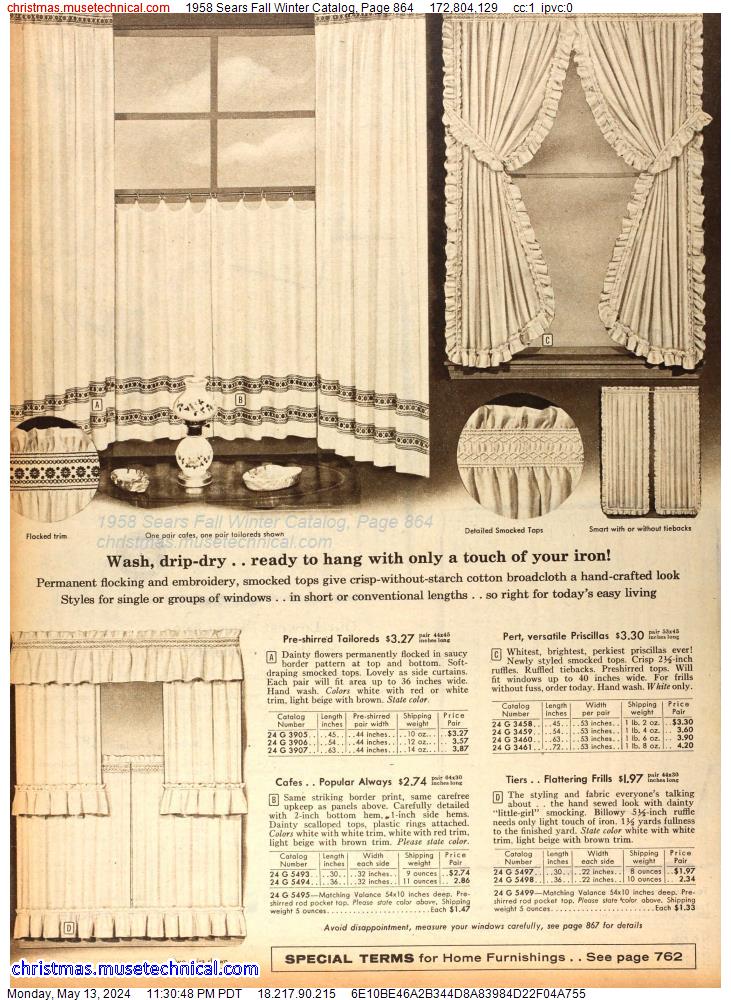1958 Sears Fall Winter Catalog, Page 864