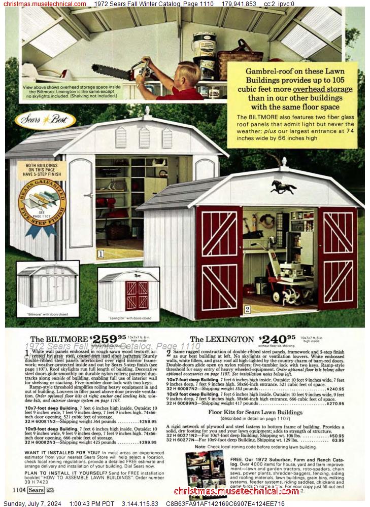 1972 Sears Fall Winter Catalog, Page 1110