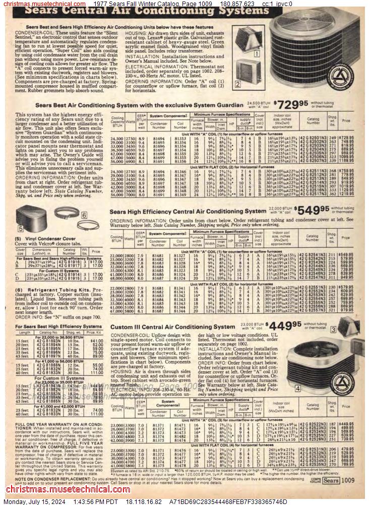 1977 Sears Fall Winter Catalog, Page 1009