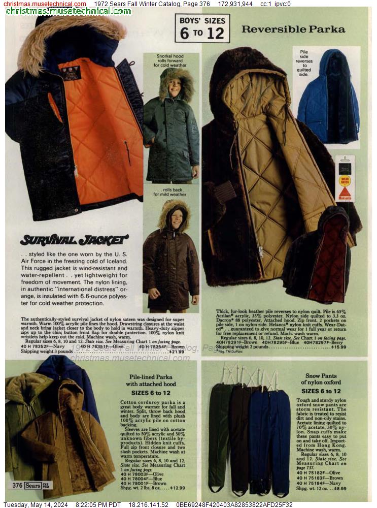 1972 Sears Fall Winter Catalog, Page 376