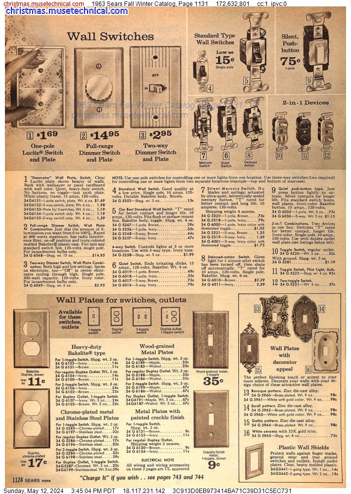 1963 Sears Fall Winter Catalog, Page 1131