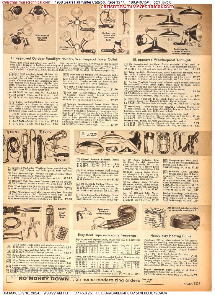 1958 Sears Fall Winter Catalog, Page 1377