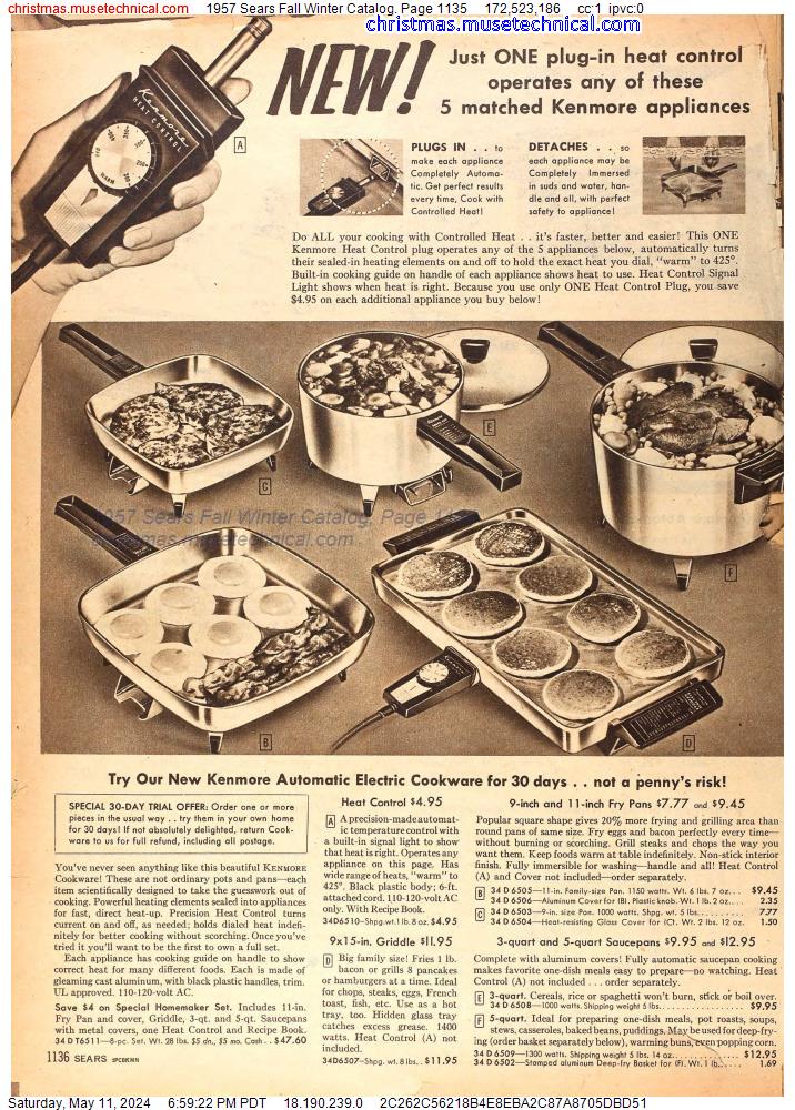 1957 Sears Fall Winter Catalog, Page 1135