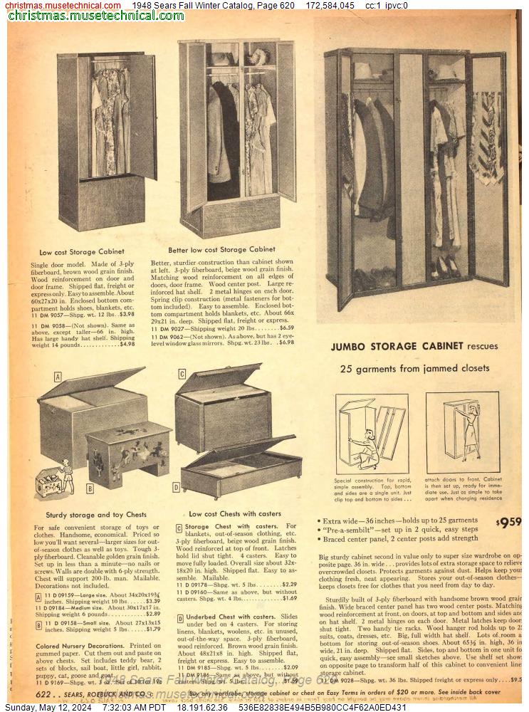 1948 Sears Fall Winter Catalog, Page 620