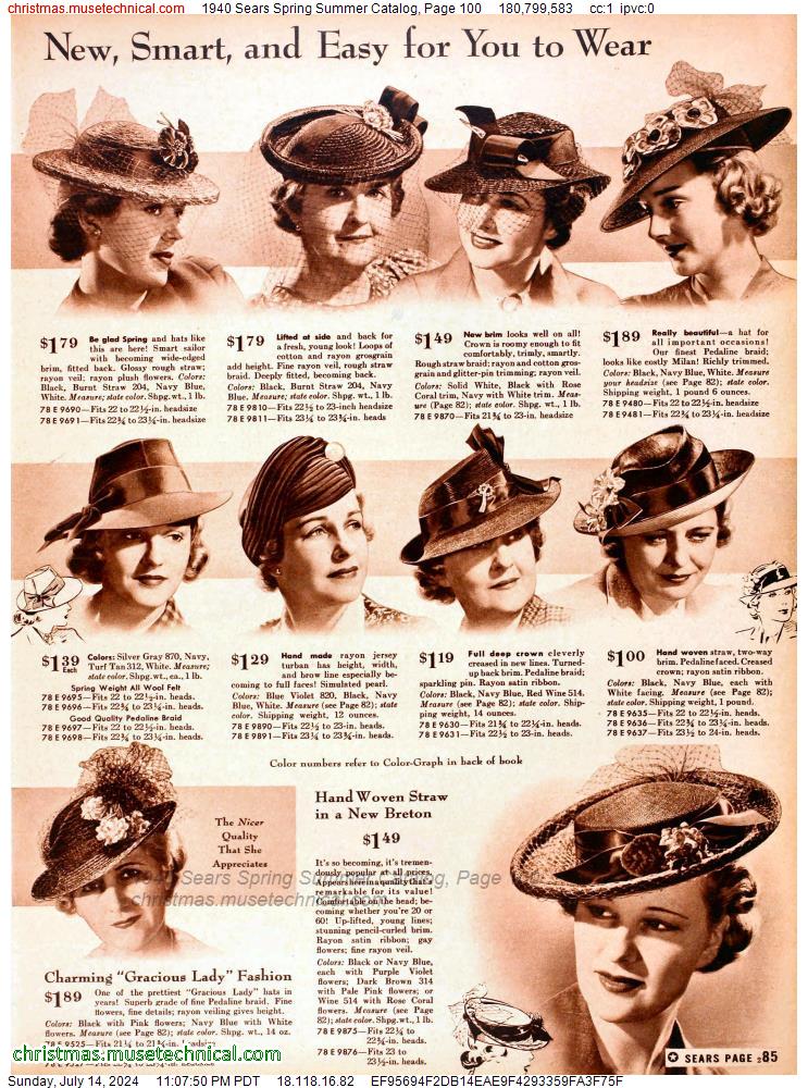 1940 Sears Spring Summer Catalog, Page 100