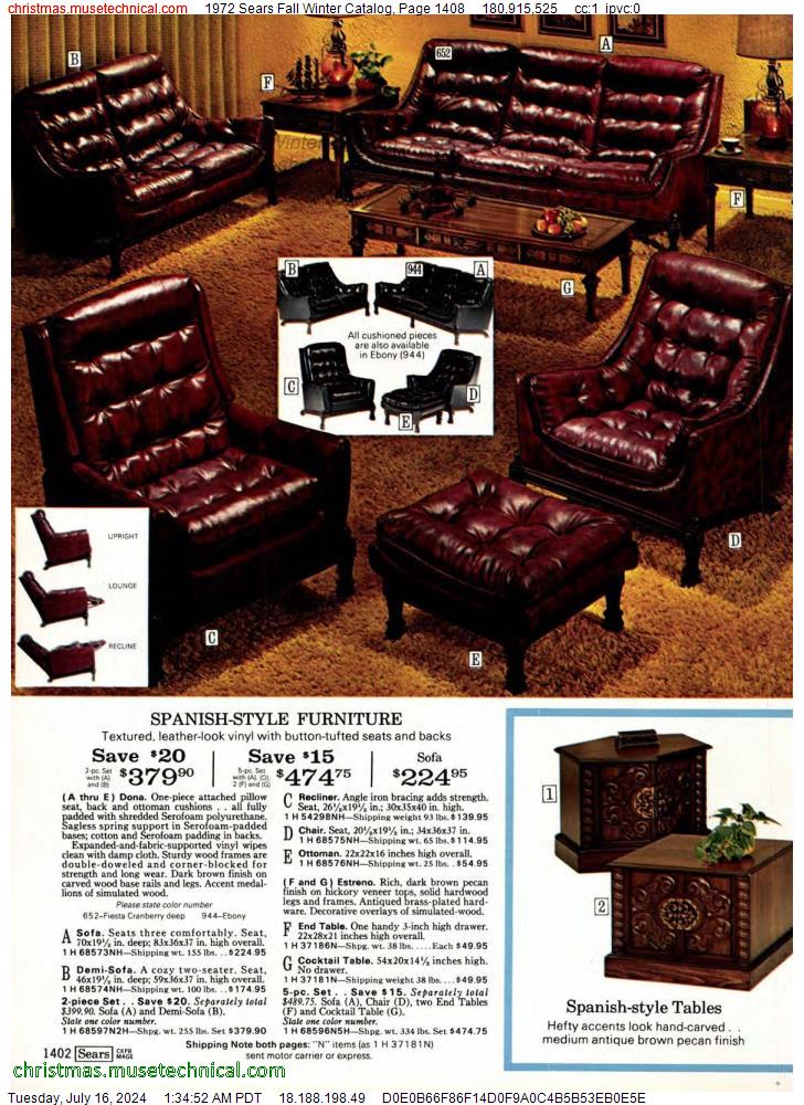 1972 Sears Fall Winter Catalog, Page 1408