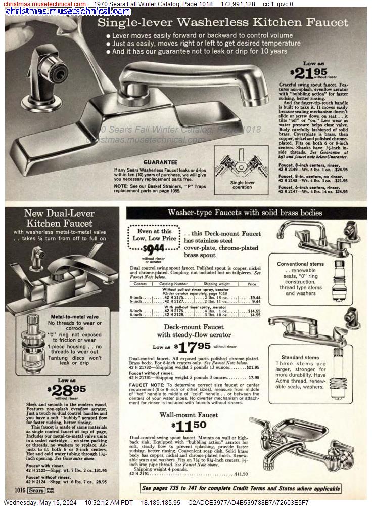 1970 Sears Fall Winter Catalog, Page 1018