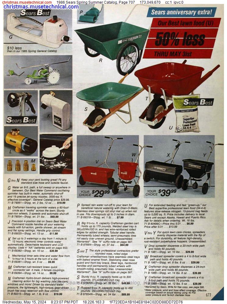 1986 Sears Spring Summer Catalog, Page 707