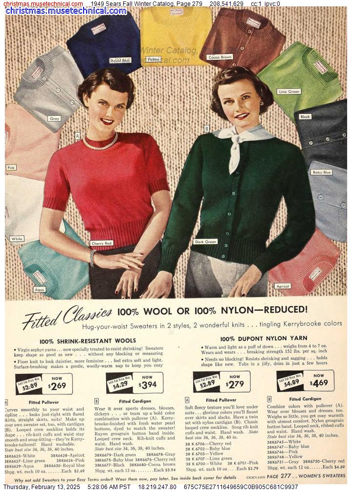 1949 Sears Fall Winter Catalog, Page 279