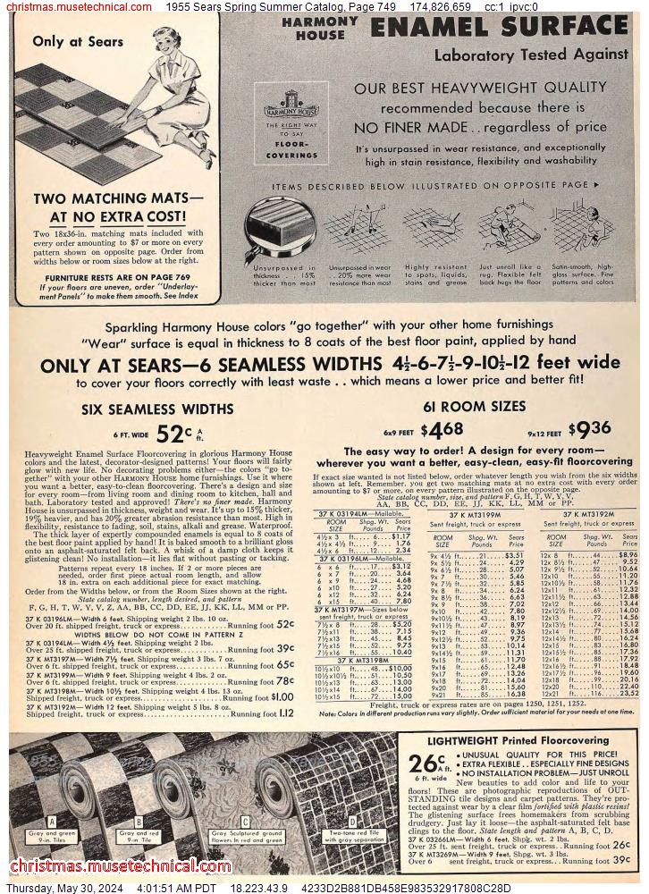 1955 Sears Spring Summer Catalog, Page 749