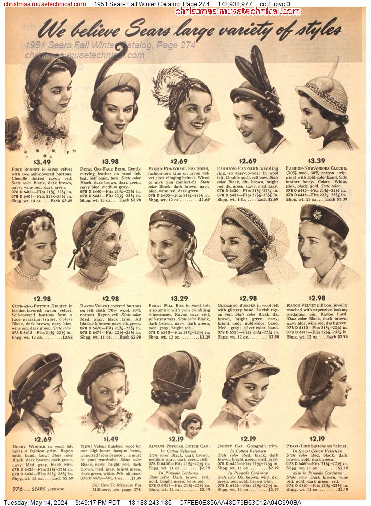 1951 Sears Fall Winter Catalog, Page 274