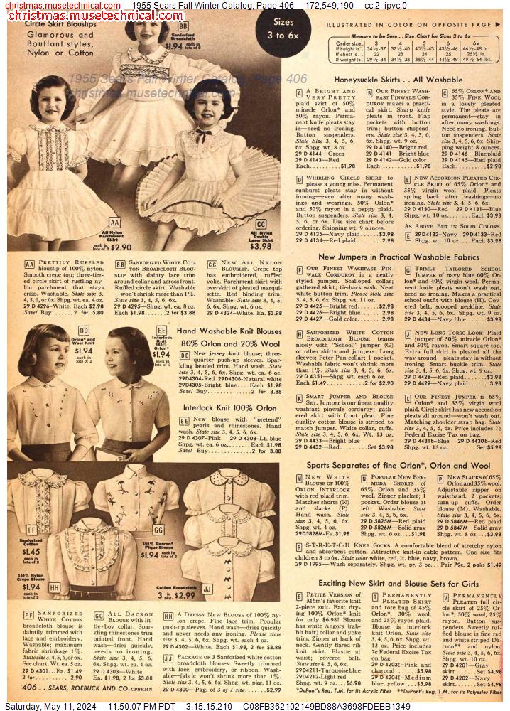 1955 Sears Fall Winter Catalog, Page 406