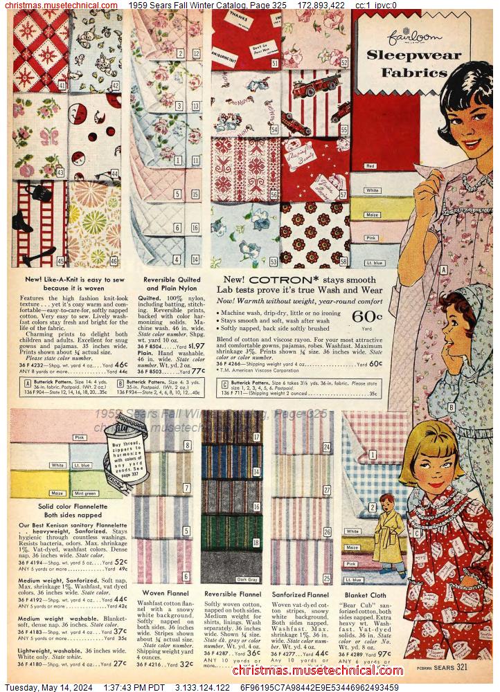 1959 Sears Fall Winter Catalog, Page 325