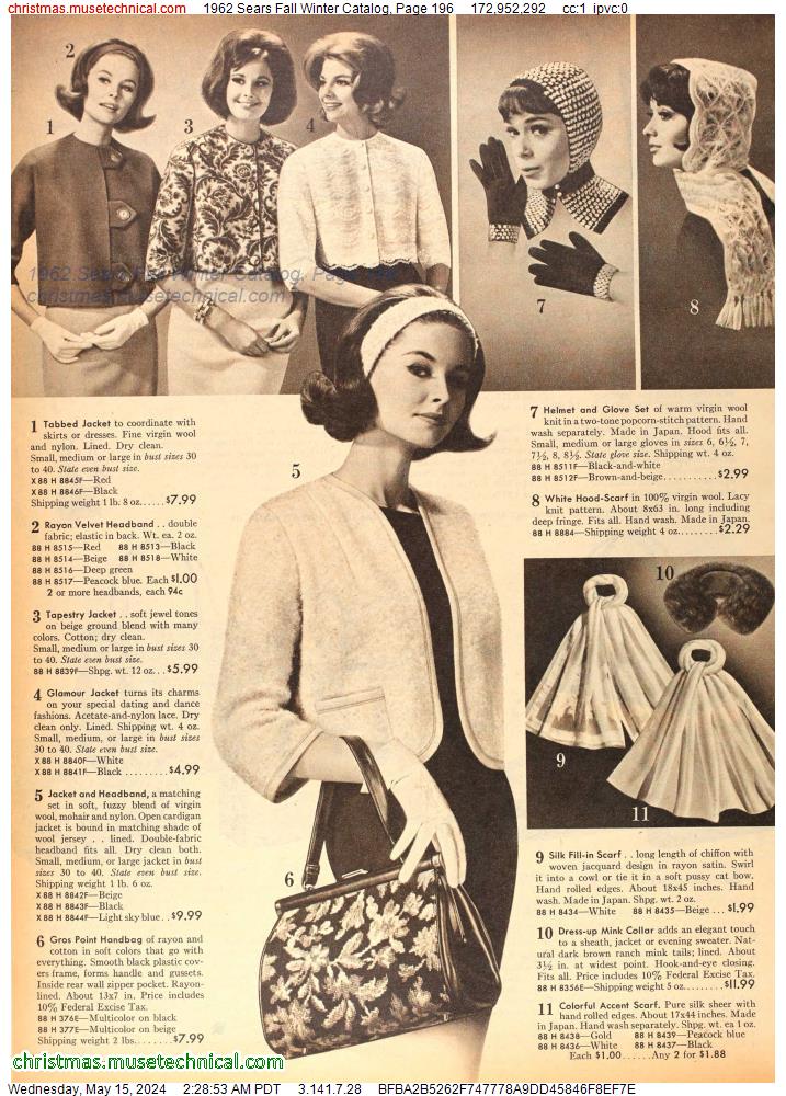 1962 Sears Fall Winter Catalog, Page 196